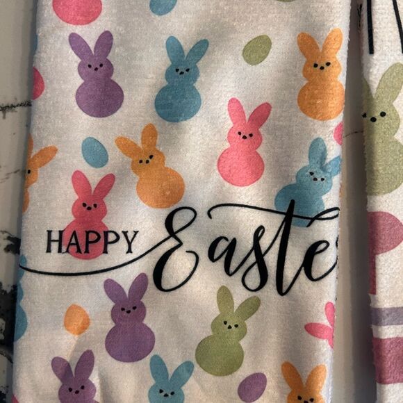 Colorful Easter Bunny kitchen Towels - Picture 2 of 3